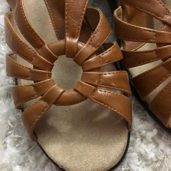 Neutral Comfortable Slip On Low Wedge Heel Sandals - Picture 2 of 5